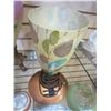 Image 3 : MID CENTURY TABLE LAMP AND GLASS AND METAL DECORATION