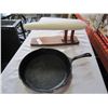 Image 1 : WAGNER 12" CAST IRON FRYING AND ANTIQUE MINI RED IRONING BOARD