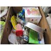 Image 2 : 2 BOXES OF CLOCKS, KITCHEN ITEMS, AND DOG BED