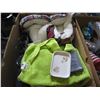 Image 3 : 2 BOXES OF CLOCKS, KITCHEN ITEMS, AND DOG BED