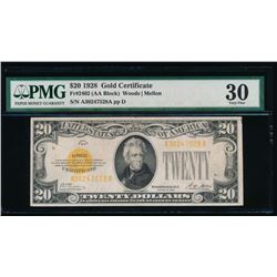 1928 $20 Gold Certificate PMG 30