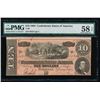 Image 1 : 1864 $10 Confederate States of America Note PCGS 58EPQ