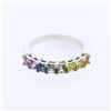 Image 1 : 14KT White Gold 1.29ctw Multi Color Sapphire Ring