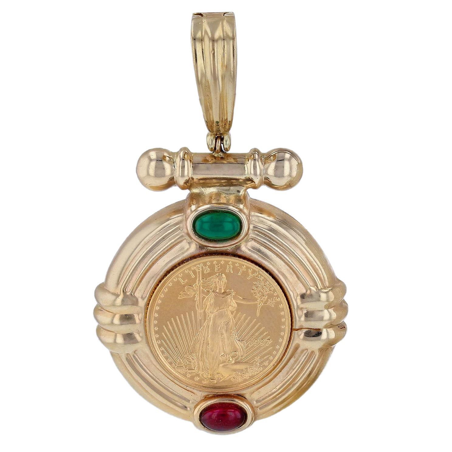 14KT & 22KT Yellow Gold Lady Liberty Coin Pendant