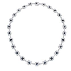 14KT White Gold 5.30ctw Blue Sapphire and Diamond Necklace