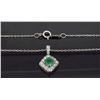 Image 4 : 14KT White Gold 0.40ct Emerald and Diamond Pendant with Chain