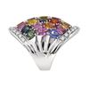 Image 2 : 14KT White Gold 14.12ctw Multi Color Sapphire and Diamond Ring