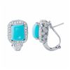 Image 1 : 14KT White Gold 5.14ctw Turquoise and Diamond Earrings