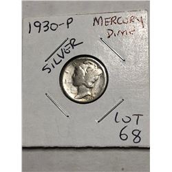 1930 P Silver Mercury Dime