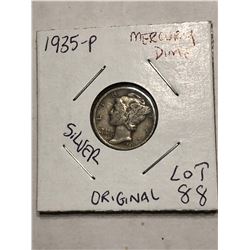 1935 P ORIGINAL Silver Mercury Dime