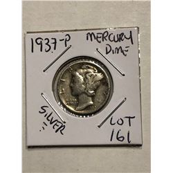 1937 P Silver Mercury Dime