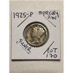 1925 P Silver Mercury Dime