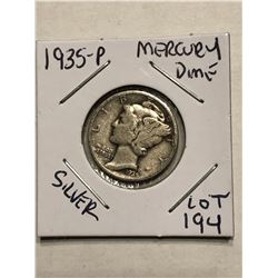 1935 P Silver Mercury Dime