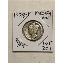 1928 P Silver Mercury Dime