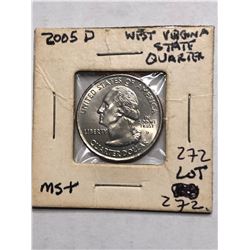 2005 D West Virginia State Quarter MS Plus High Grade