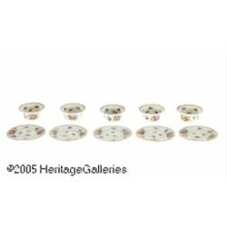 FIVE GERMAN PORCELAIN RAMEKINS WITH UNDERLINER RR