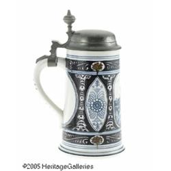 A GERMAN EARTHENWARE STEIN RVilleroy & Boch, c.18