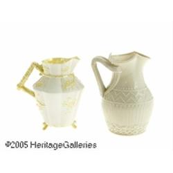 TWO IRISH PORCELAIN PITCHERS RBelleek, c.1890 R R