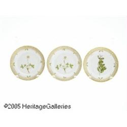 THREE 'FLORA DANICA' BREAD AND BUTTER PLATES RRoy