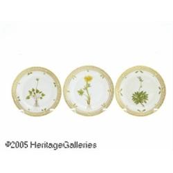 THREE DANISH 'FLORA DANICA' BREAD AND BUTTER PLAT