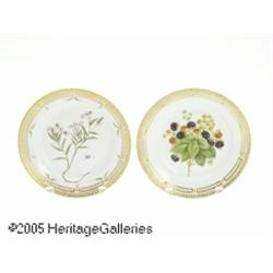 TWO DANISH 'FLORA DANICA' SALAD PLATES RRoyal Cop