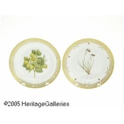 TWO DANISH 'FLORA DANICA' SALAD PLATES RRoyal Cop