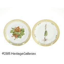 TWO DANISH 'FLORA DANICA' SALAD PLATES RRoyal Cop