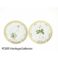 TWO DANISH 'FLORA DANICA' SALAD PLATES RRoyal Cop