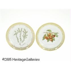 TWO DANISH 'FLORA DANICA' SALAD PLATES RRoyal Cop