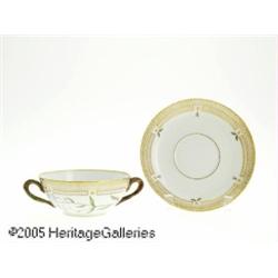 A DANISH 'FLORA DANICA' CREAM SOUP AND SAUCER RRo