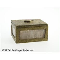 A CHINESE METAL AND ROSE QUARTZ BOX RMaker unknow