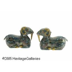 A PAIR OF CHINESE FIGURAL COVERED BOXES/CANDLE HO