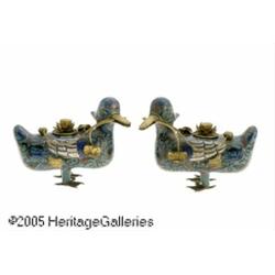 A PAIR OF CHINESE CLOISONNE DUCKS RMaker unknown,