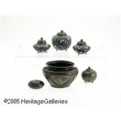 SIX CLOISONNE ITEMS RMakers unknown, c.1900 R RIn
