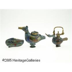 THREE CLOISONNE CENSERS RMakers unknown, c.1900 R