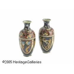 A PAIR OF CHINESE CLOISONNE VASES RMakers unknown