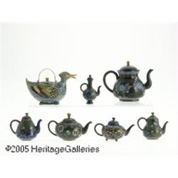 SEVEN CLOISONNE TEAPOTS RMakers unknown, c.1900 R