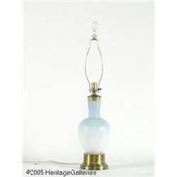 A SATIN GLASS AND BRASS LAMP RMaker unknown, c.19
