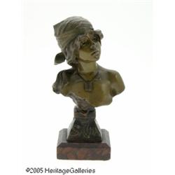 A FRENCH BRONZE BUST REmmanuel Villanis (1858 - 1