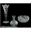 Image 1 : AN AMERICAN CUT GLASS VASE, CARAFE AND BOWL RVari