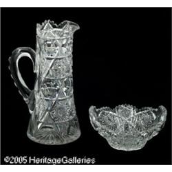 A CUT GLASS PITCHER AND ICE TUB RMakers unknown, 