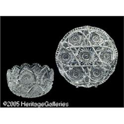 AN AMERICAN CUT GLASS BOWL AND TRAY RMaker unknow