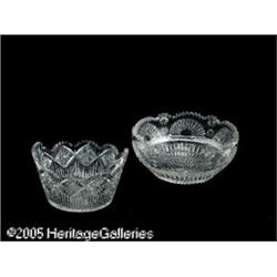 AN AMERICAN CUT GLASS BOWL AND ICE TUB RMakers un