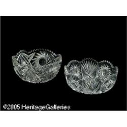 TWO AMERICAN BRILLIANT CUT GLASS BOWLS RMakers un