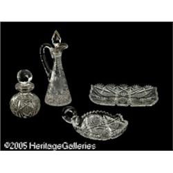 FOUR AMERICAN BRILLIANT CUT GLASS ITEMS RHawkes, 