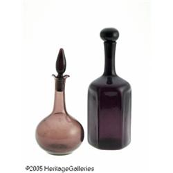 TWO AMETHYST GLASS DECANTERS RMakers unknown, c.1