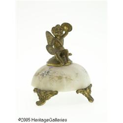 AN AMERICAN GLASS AND BRONZE PAPERWEIGHT RWavecre