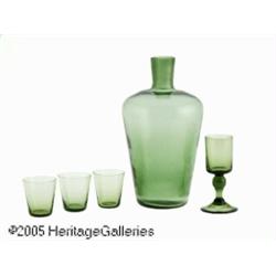 COLLECTION OF AMERICAN GREEN GLASS ITEMS RMakers 