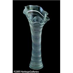 AN AMERICAN IRIDESCENT BLUE GLASS VASE RMaker unk