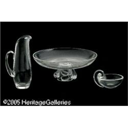 THREE AMERICAN ART GLASS SERVING PIECES RSteuben,